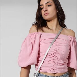 PEACH RUCHED CROP TOP